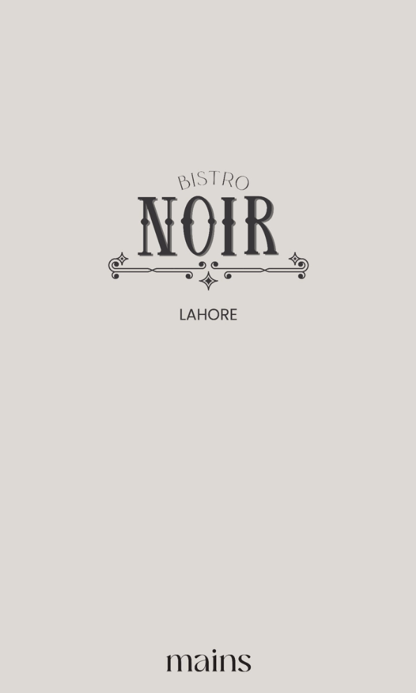 Bistro Noir Lahore Menu