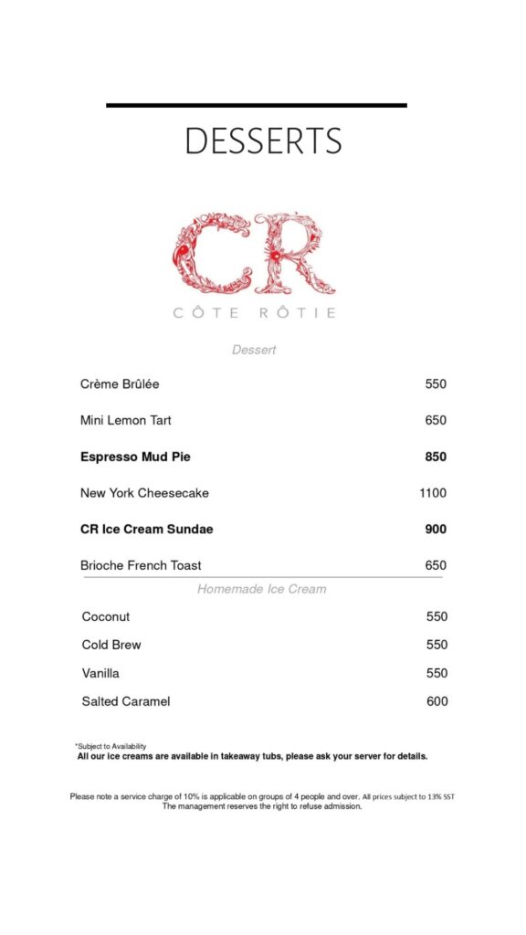 Côte Rôtie Menu