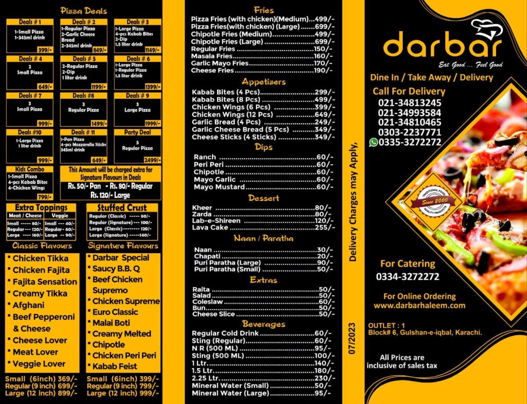 Darbar Haleem Menu