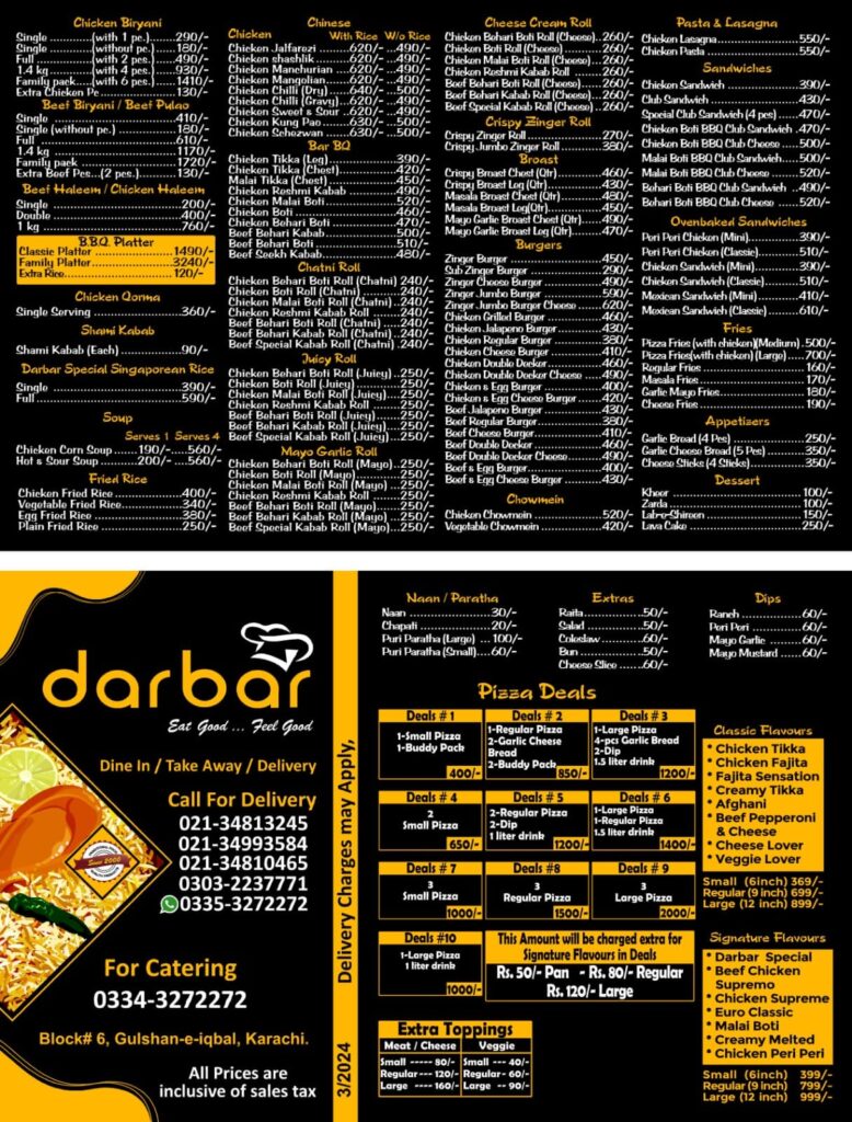 Darbar Haleem Menu