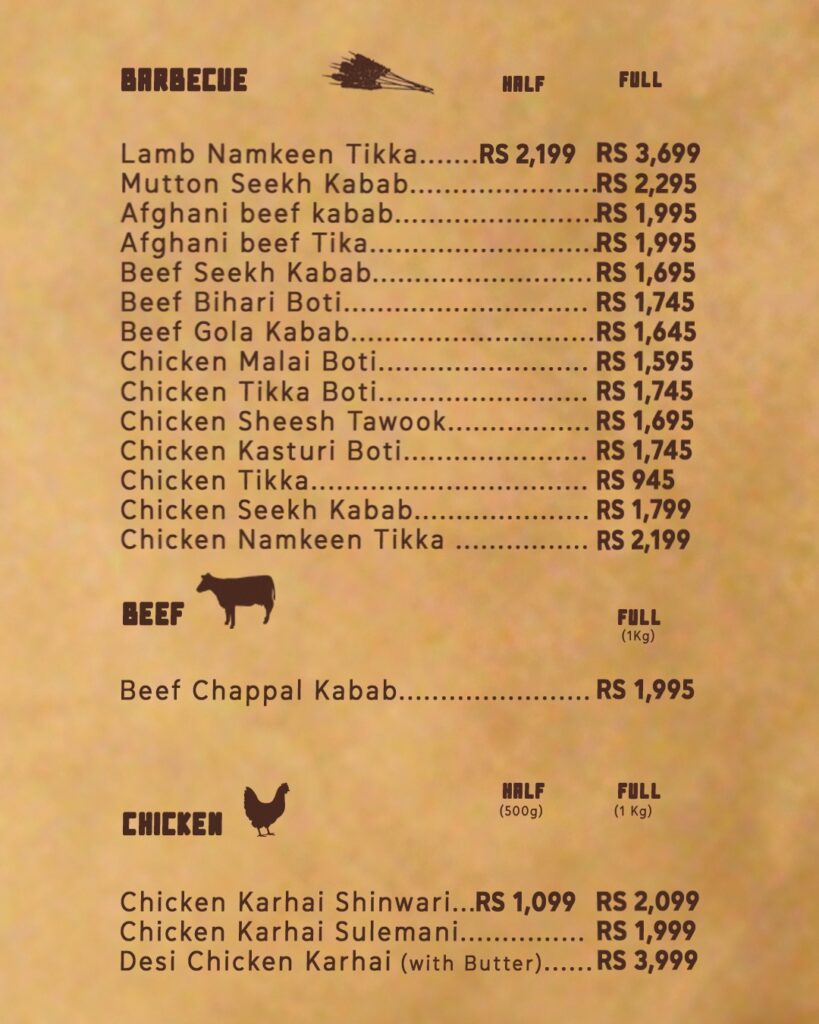 The Lost Tribe Menu