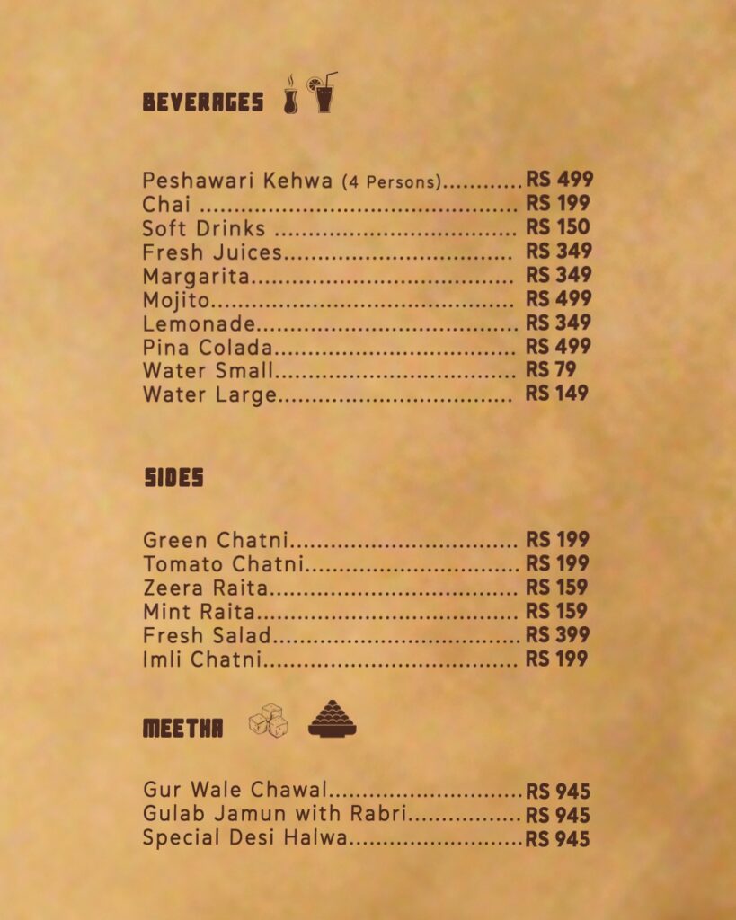 The Lost Tribe Menu