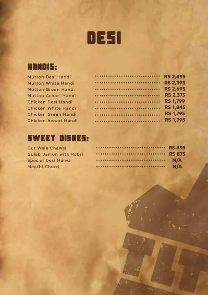 The Lost Tribe Menu