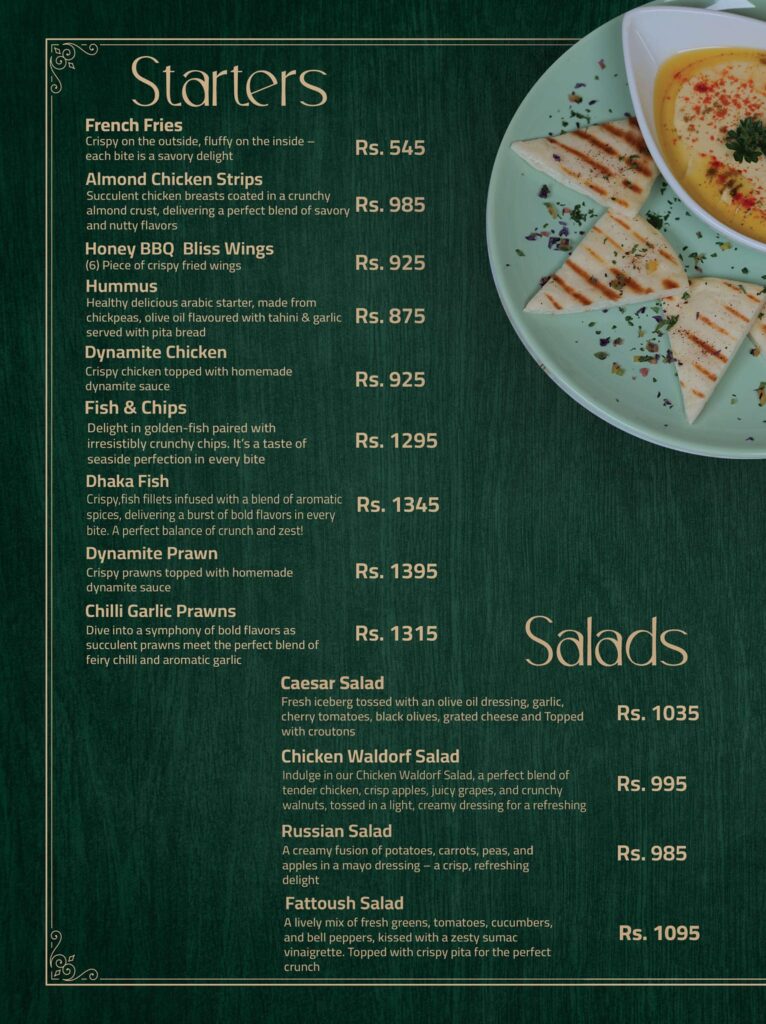 Mailma Restaurant Karachi Menu