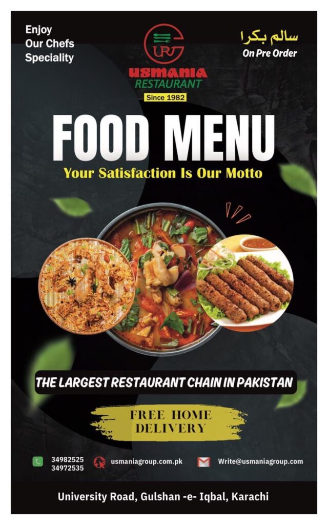 usmania restaurant karachi menu